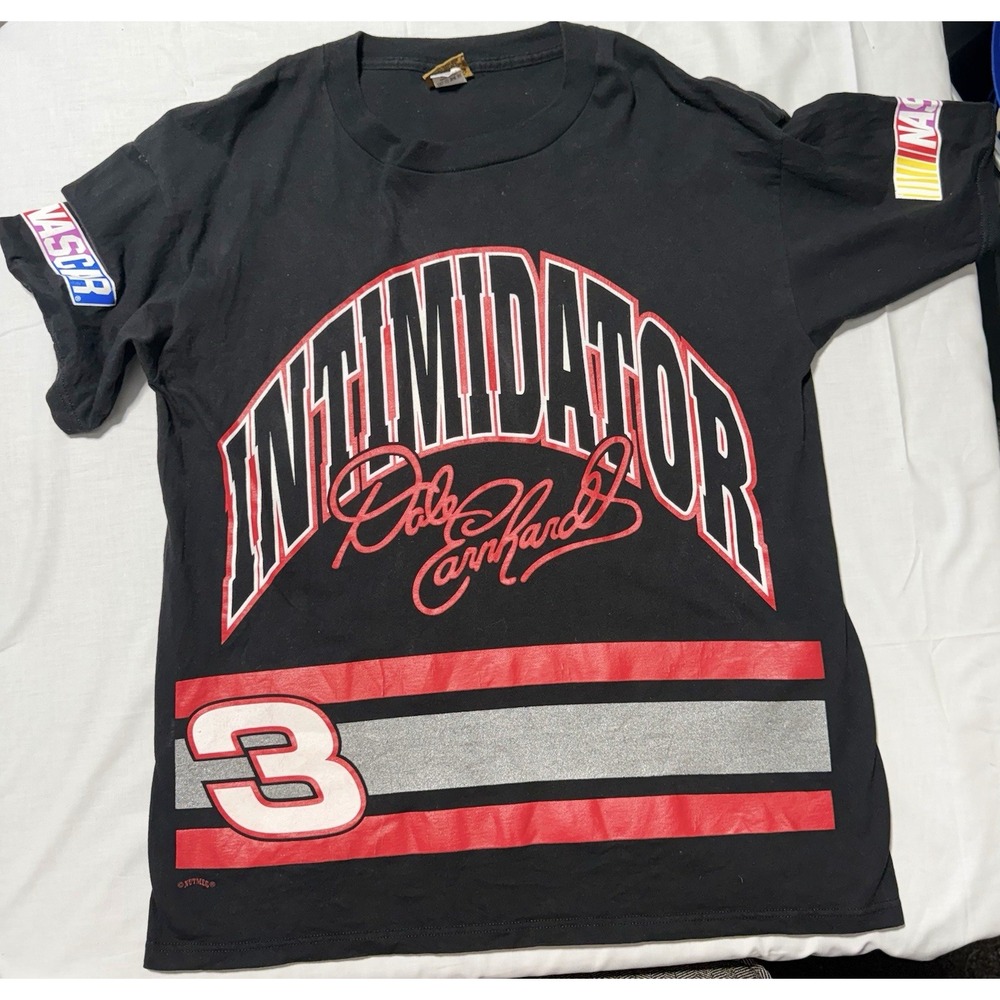 Vintage Nutmeg Mills Dale Earnhardt Intimidator Black T-shirt Mens L Nascar USA